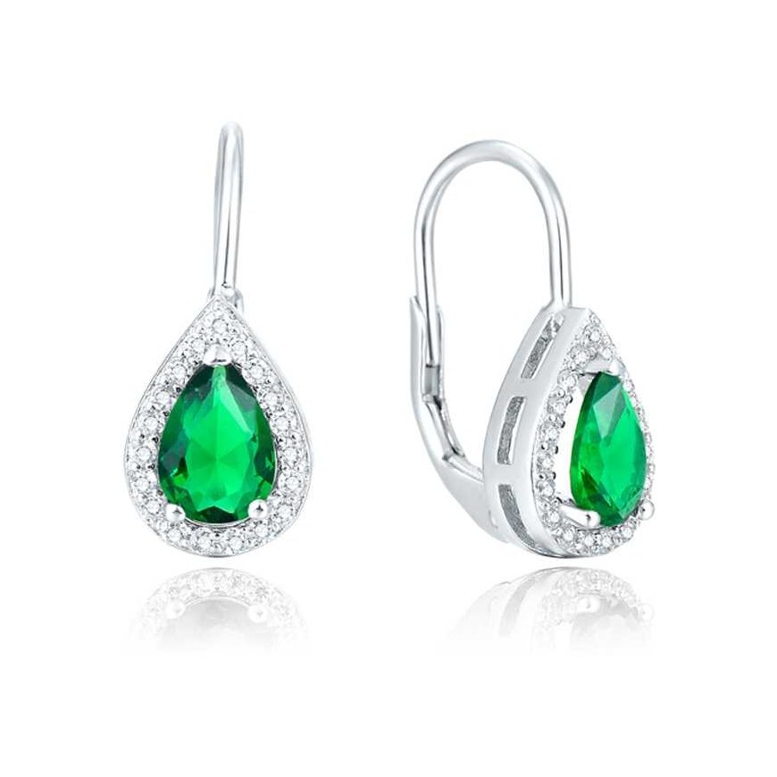 Beneto Silver earrings with green crystal