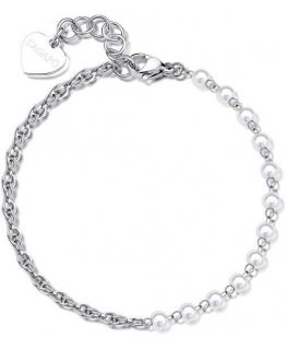 Sagapo Elegant steel bracelet with large pearls SHK67