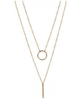 Troli Double necklace with stylish gold-plated steel earrings