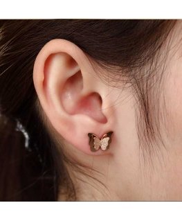 Troli Steel metal butterfly earrings Butterfly KES-048-SIL