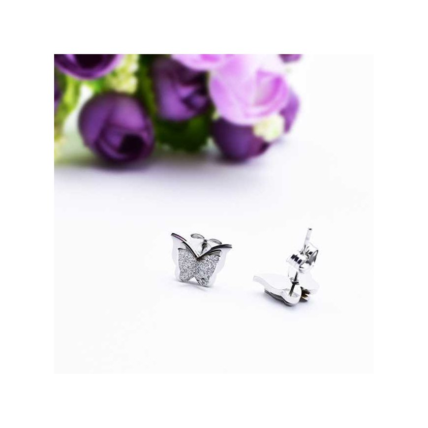 Troli Teräksiset perhoskorvakorut Butterfly KES-048-SIL – 2