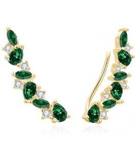 Beneto Beautiful long earrings with green zircons AGUP3299GR-GOLD