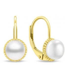 Brilio Silver Gold-plated earrings with freshwater pearls EA1140Y