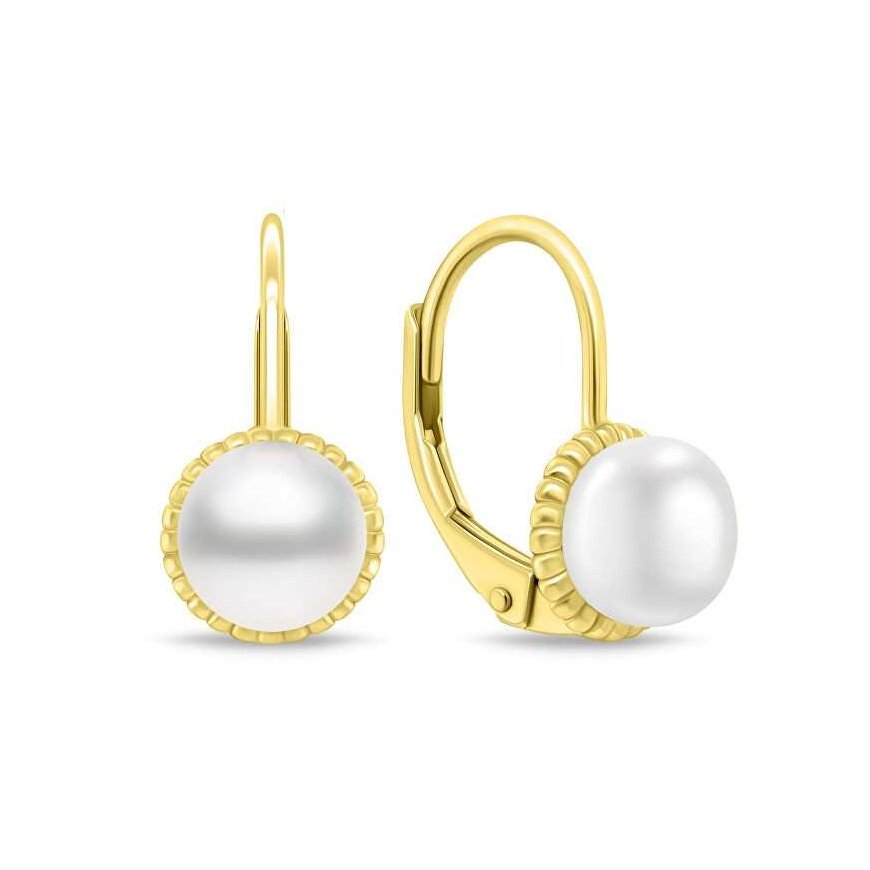 Brilio Silver Gold-plated earrings with freshwater pearls EA1140Y