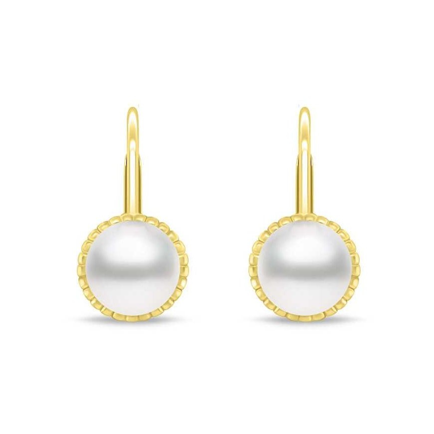 Brilio Silver Gold-plated earrings with freshwater pearls EA1140Y – 2