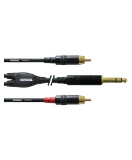 Cordial CFY 1.5 VCC garso kabelis 1,5 m 2 x RCA 6.35mm Juoda
