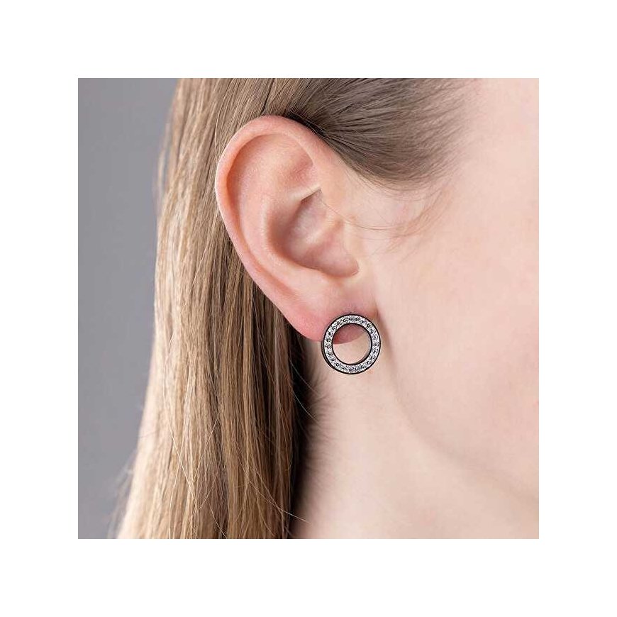 Silvego Gentle steel round earrings with zircons KMM62639