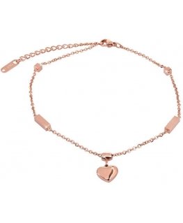 Troli Rose gold plated anklet with heart