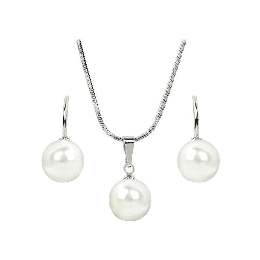 Levien Elegant Pearl White Necklace and Earrings Set