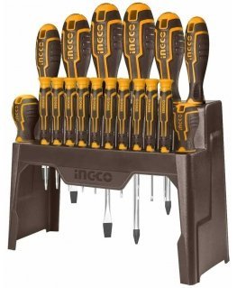Ingco HKSD1828 Screwdriver flat+cross+driver set 18pcs CrV