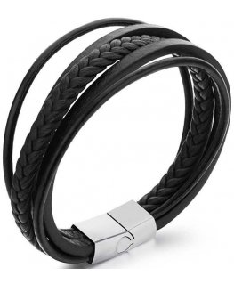 Troli Black Leather Strap Bracelet Leather