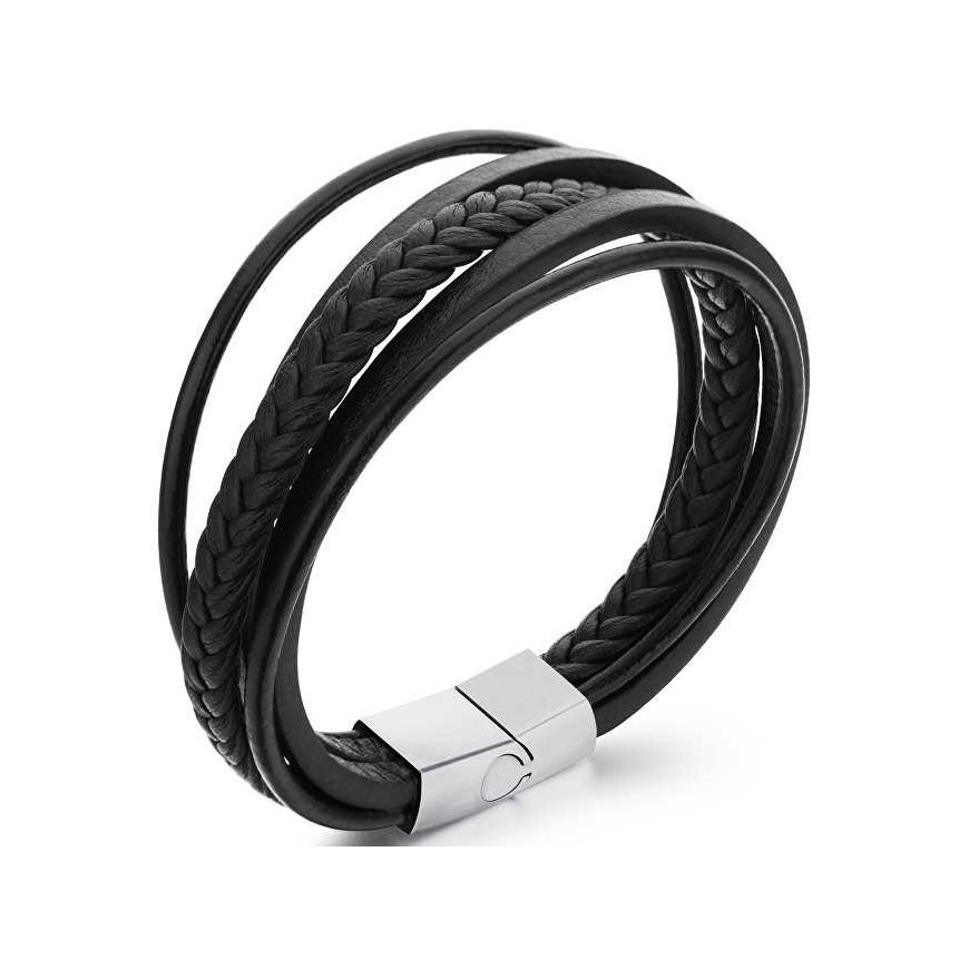 Troli Black Leather Strap Bracelet Leather
