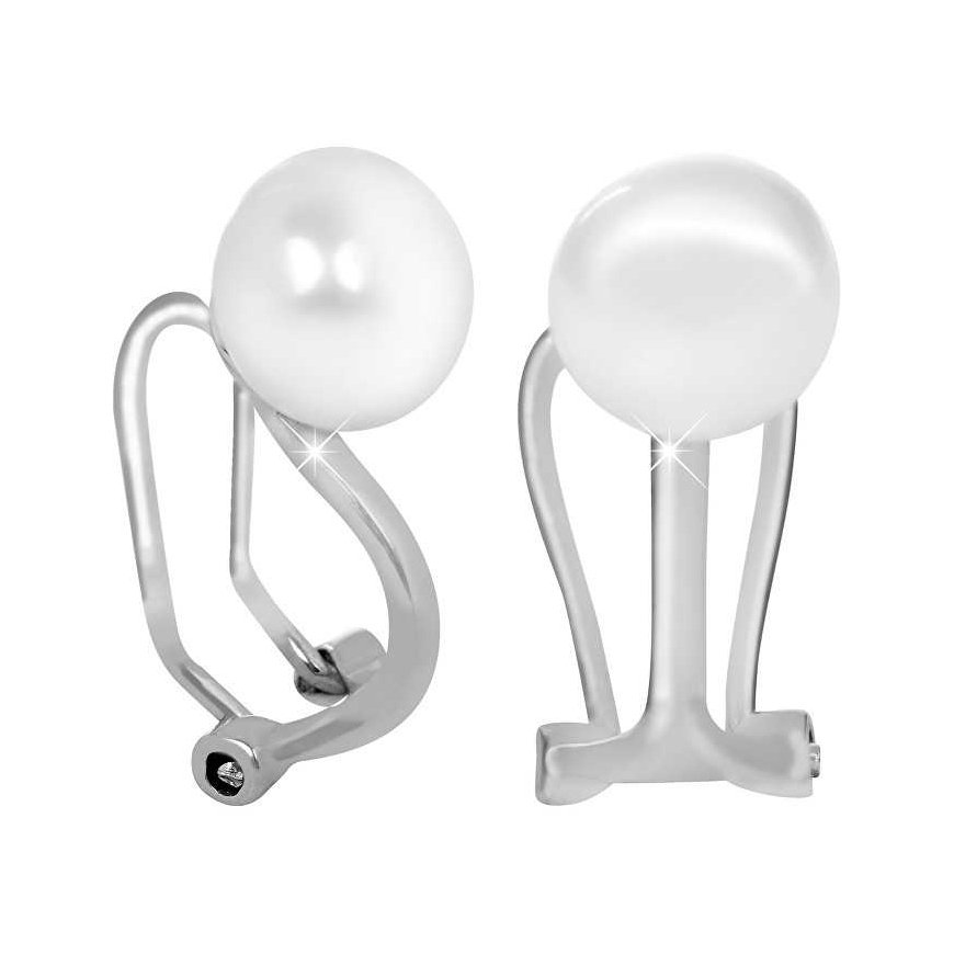 Jwl Luxury Pearls Hopeakorvakoruklipsit oikealla helmillä JL0398