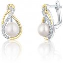 Jwl Luxury Pearls Elegant two-tone earrings with real pearls JL0721 Jwl Luxury Pearls Elegant two-tone earrings with real pearls JL0721