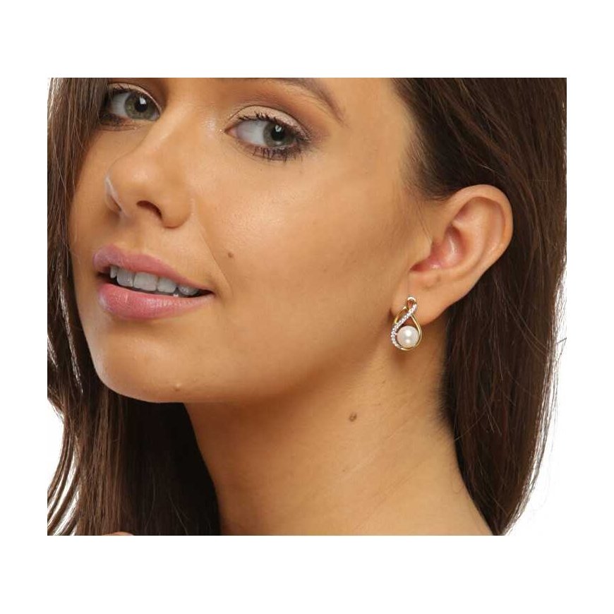 Jwl Luxury Pearls Elegant two-tone earrings with real pearls JL0721 – 4