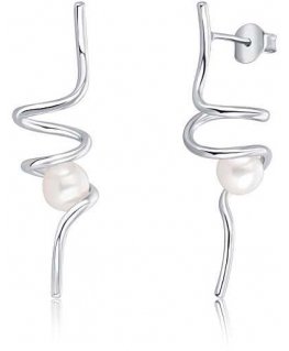 Jwl Luxury Pearls Long Silver Pearl Korvakorut JL0620