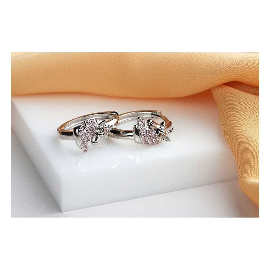 Brilio Silver Hopeasormukset Unicorn vaaleanpunaisilla zirkoneilla EA1108WP – 5