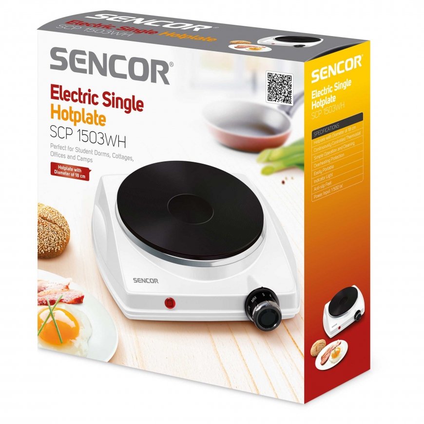 Sencor SCP 1503WH keittolevy Valkoinen Pöytämalli 24 cm Kiinteä levy 1 alue(tta) – 2
