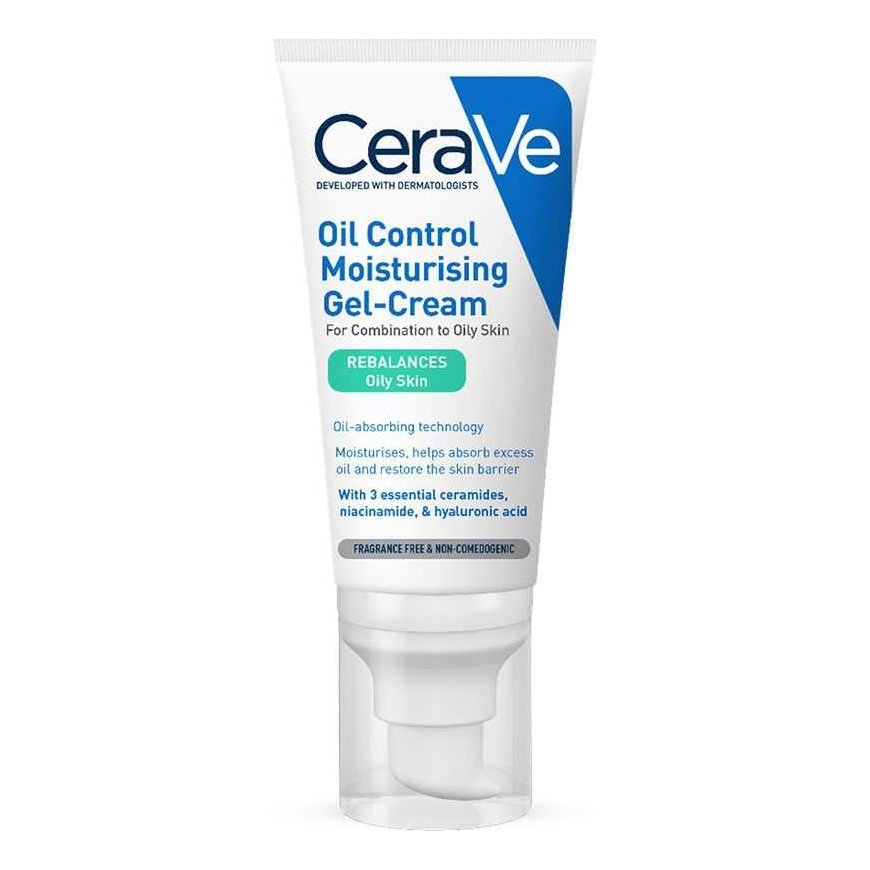 Drėkinamasis veido kremas mišriai ir riebiai odai Cerave Oil Control Moisturising Gel-Kreminis, 52 ml