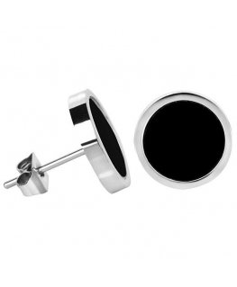 Troli Modern steel earrings with black center