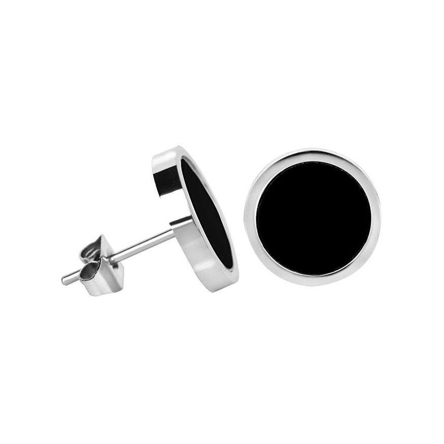Troli Modern steel earrings with black