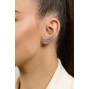 Brilio Silver Delicate elongated silver earrings with zircon flowers EA225W