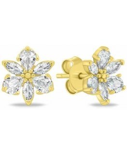 Brilio Silver Shiny Gold Plated Earrings Flowers EA1064Y