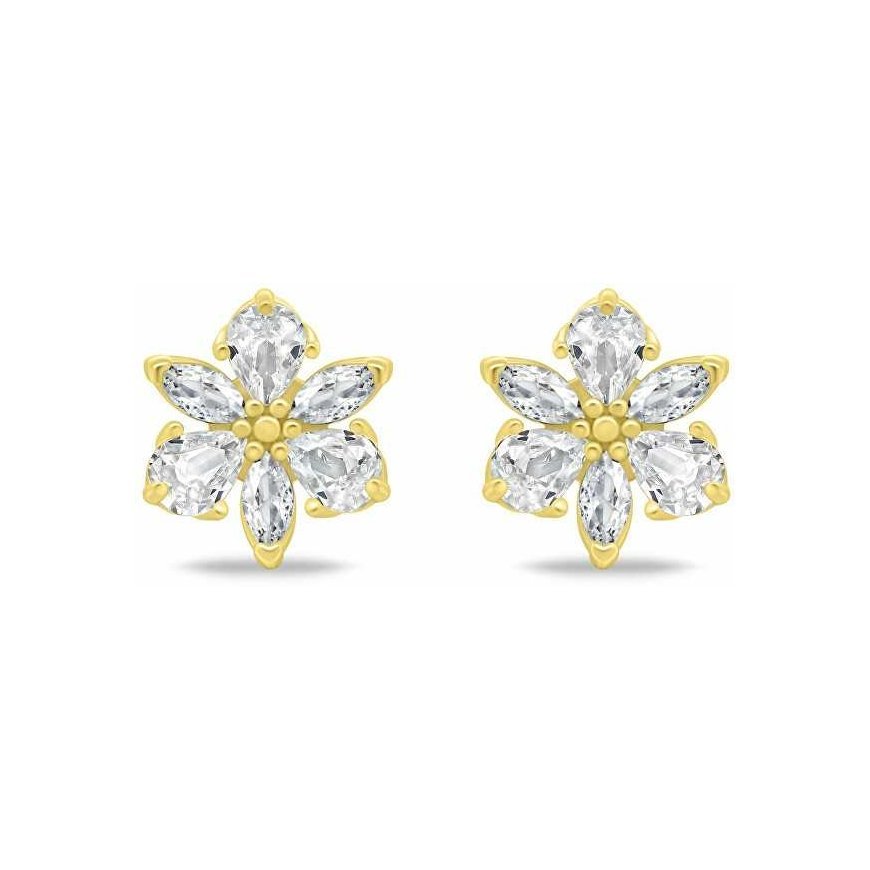Brilio Silver Shiny Gold Plated Earrings Flowers EA1064Y – 2