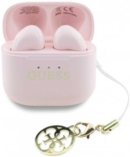 TWS Earphones Guess Glossy Effect Printed Classic Logo & Charm pinkki