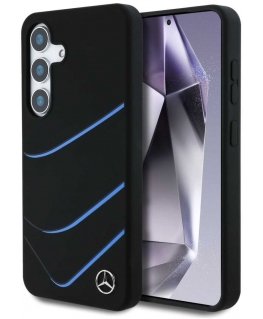 Dėklas Mercedes Silicone Contrasted Curves MagSafe do Samsung Galaxy S25 juoda