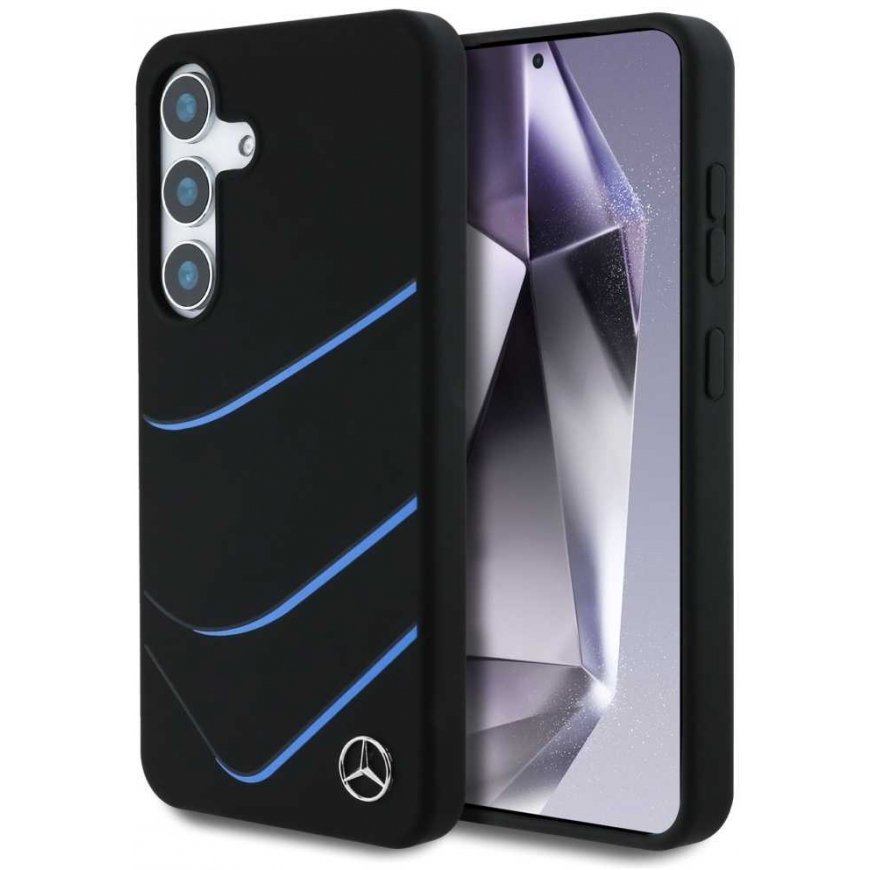 Case Mercedes Silicone Contrasted Curves MagSafe for Samsung Galaxy S25 black