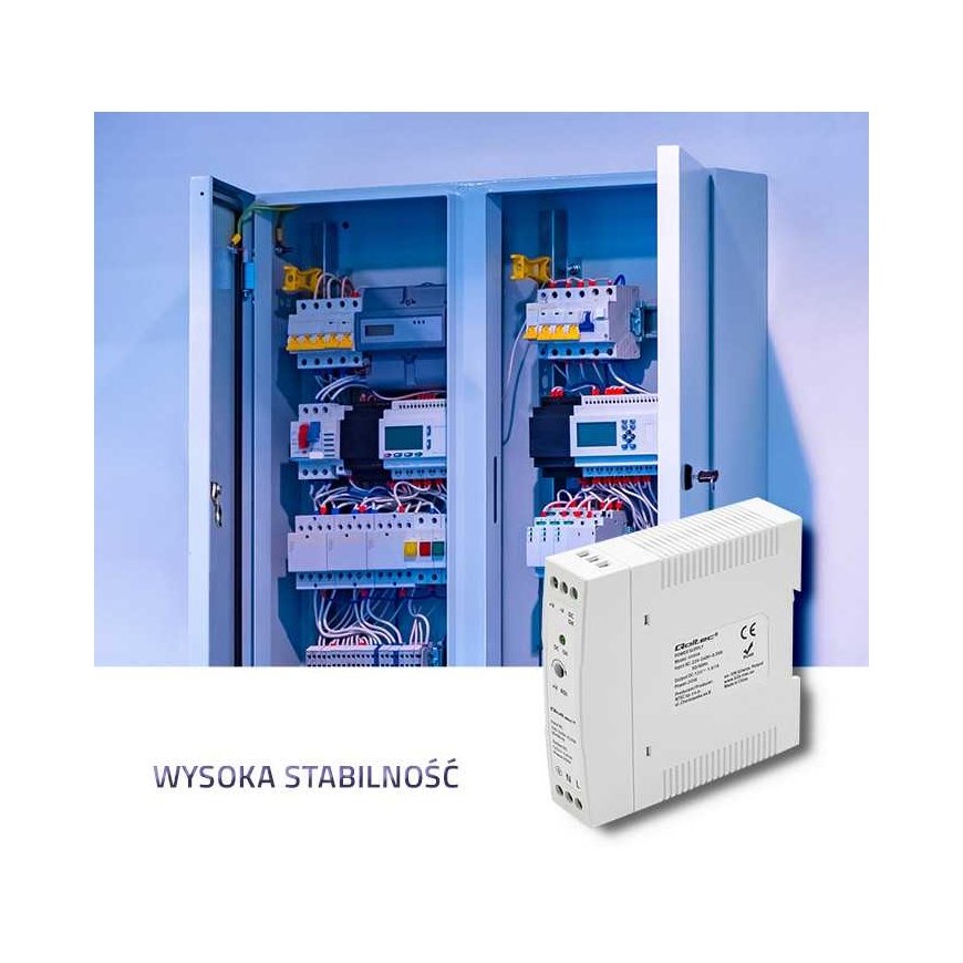 Qoltec Maitinimo šaltinis na szynę DIN | 20W | 12V | 1.67A | Baltas | Slim – 2