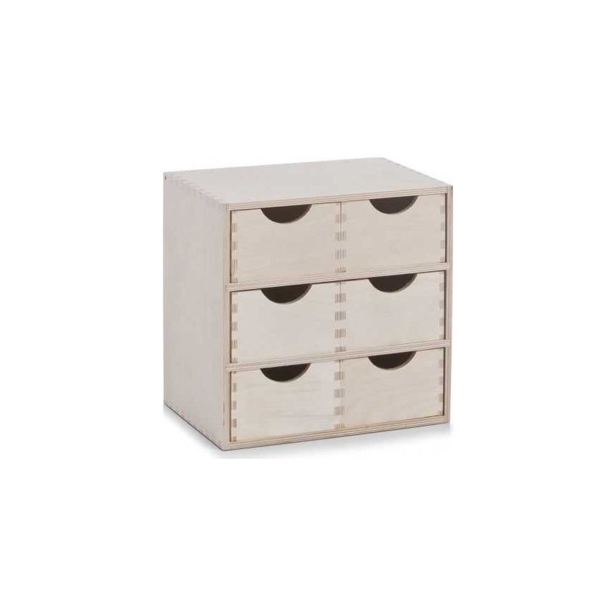 Wooden box for small items, 6 drawers, ZELLER, 28cm height