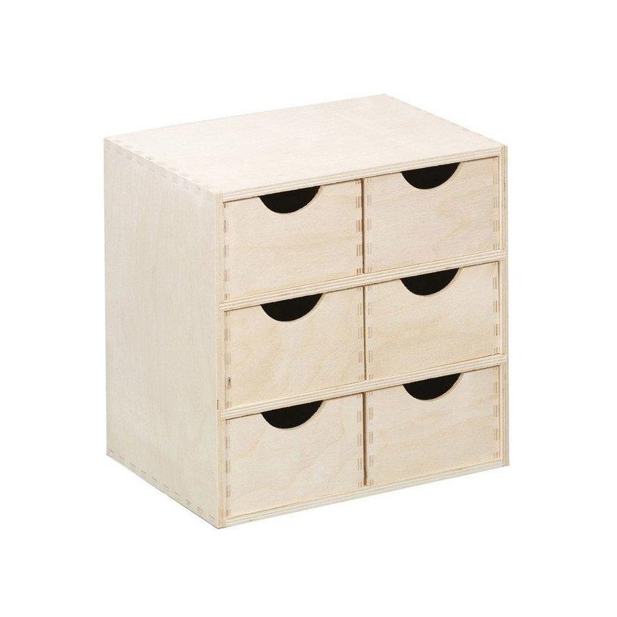 Wooden box for small items, 6 drawers, ZELLER, 28cm height – 2