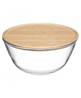 Bamboo Glass salad bowl, 2.5 l, with bamboo lid