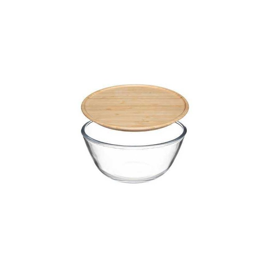 Bamboo Glass salad bowl, 2.5 l, with bamboo lid – 3