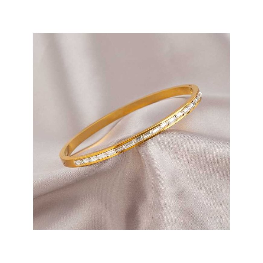 Troli Elegant gold-plated solid bracelet with crystals – 2