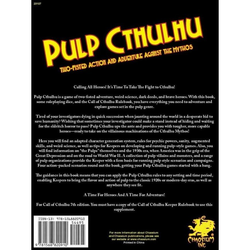 Chaosium Call of Cthulhu - Pulp Cthulhu kirja – 3