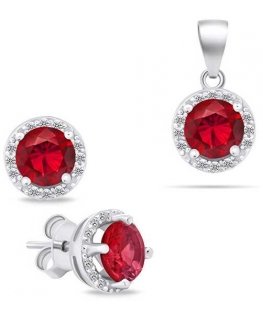 Brilio Silver Brilio Silver Sparkling silver jewelry set with zircons SET230WR (earrings, pendant)