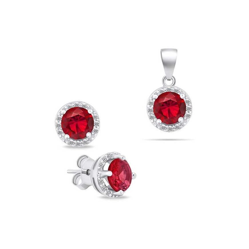 Brilio Silver Brilio Silver Sparkling silver jewelry set with zircons SET230WR (earrings, pendant)