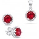 Brilio Silver Brilio Silver Sparkling silver jewelry set with zircons SET230WR (earrings, pendant)