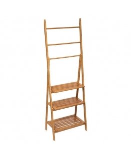 Bamboo Bathroom shelf with 3 shelves and towel rack, 153 cm, bamboo