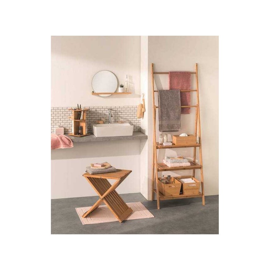 Bamboo Bathroom shelf with 3 shelves and towel rack, 153 cm, bamboo – 2