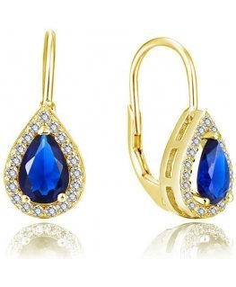 Beneto Gold-plated earrings with blue zircons AGUC2229-GOLD