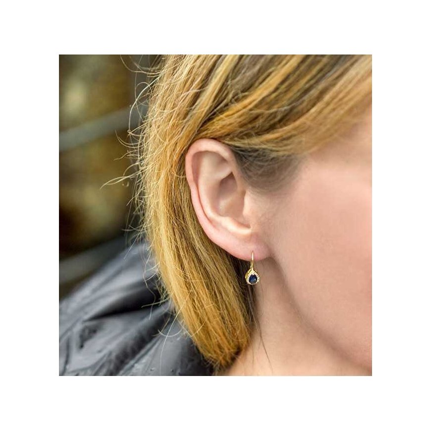 Beneto Gold-plated earrings with blue zircons AGUC2229-GOLD – 2