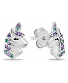 Brilio Silver Brilio Silver Cute silver unicorn earrings with cubic zirconia EA1109WRBW
