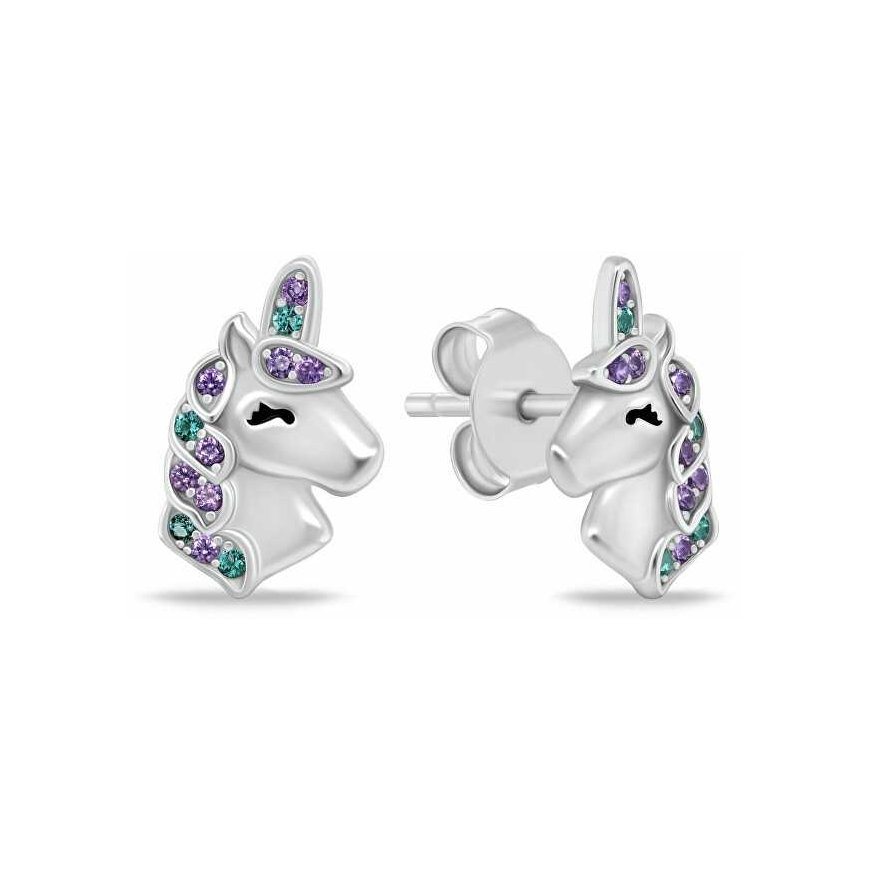 Brilio Silver Brilio Silver Cute silver unicorn earrings with cubic zirconia EA1109WRBW