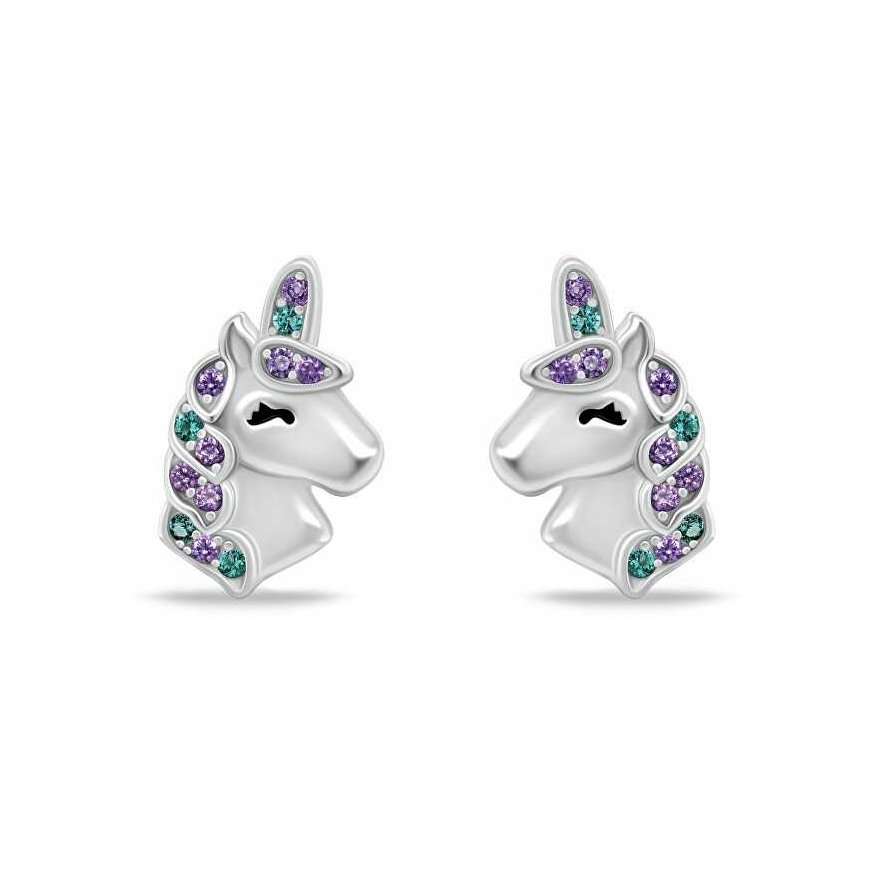 Brilio Silver Brilio Silver Cute silver unicorn earrings with cubic zirconia EA1109WRBW – 2