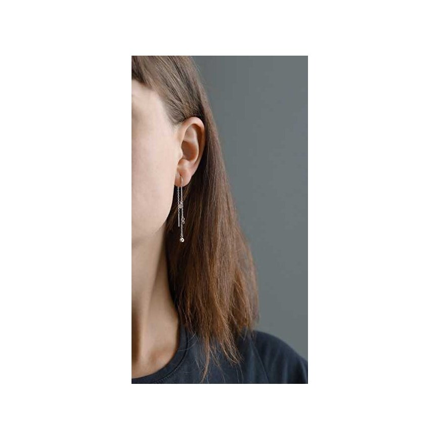 Beneto Long silver earrings with zircons AGUV1979 – 3