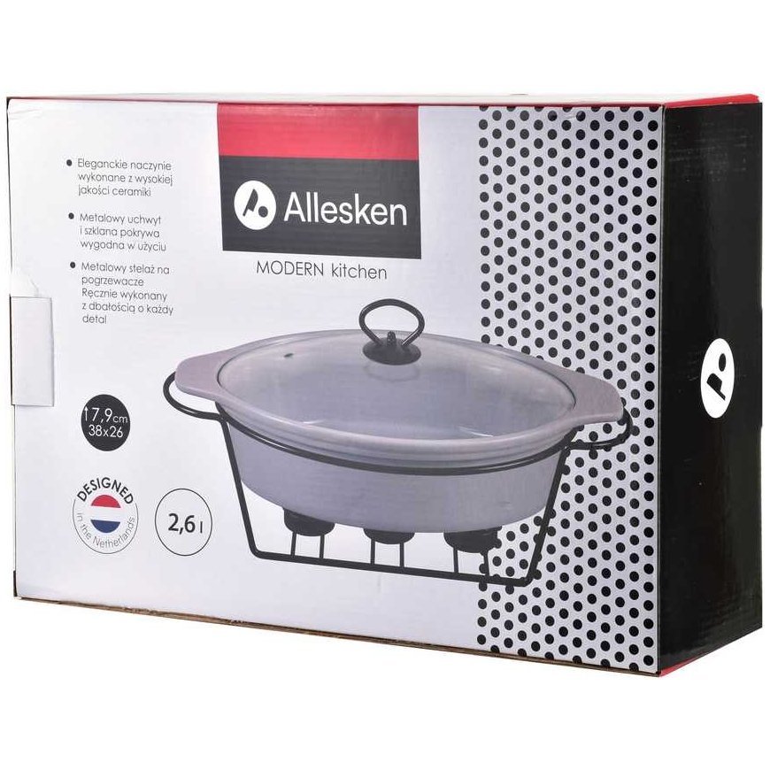 Allesken MODERNI VIRTUVĖ Indas su šildytuvu 2,6l 38x26xH7,9cm – 3